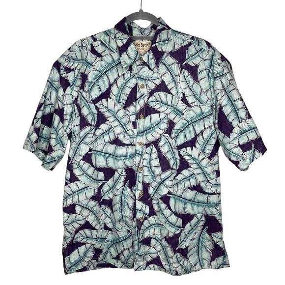 Cooke Street Honolulu Short Sleeve Button Up Palm Leaf Design Men's Size Large - Picture 1 of 13